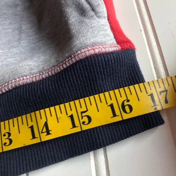 TOMMY HILFIGER BOYS LONG SLEEVES ZIP UP HOODIE IN RED BLUE AND GRAY SIZE M 12/14 - Picture 11 of 11